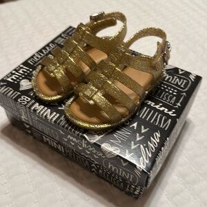 Mini Melissa gold glitter sandals size 5